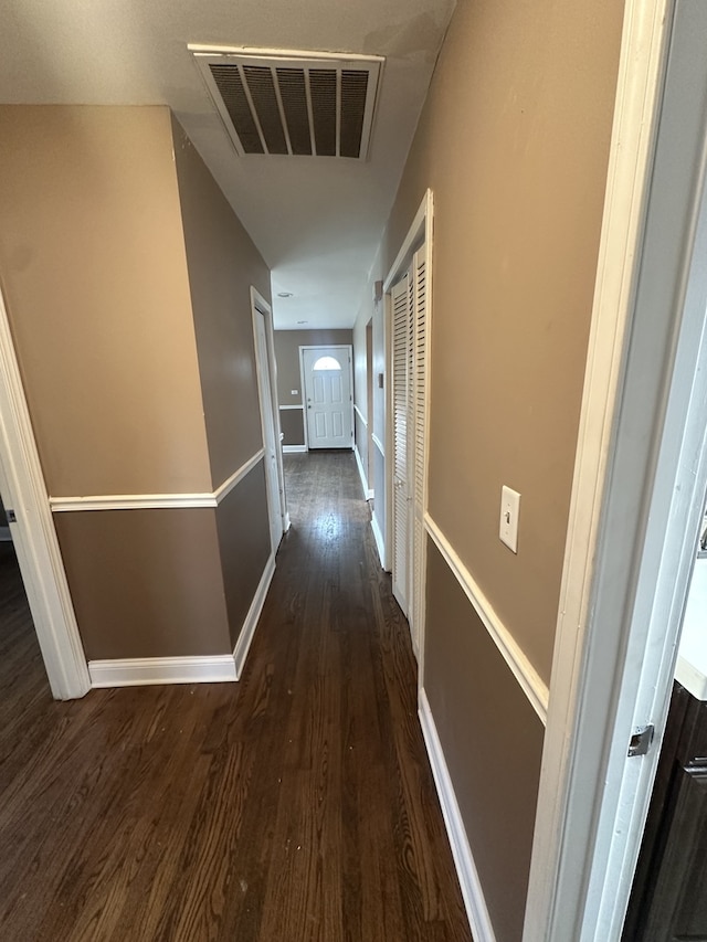 hall featuring dark hardwood / wood-style flooring