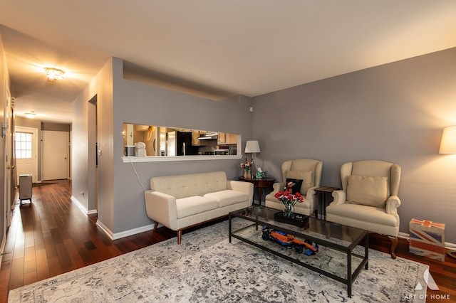 living room with wood-type flooring