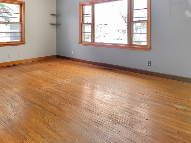 unfurnished room with light hardwood / wood-style flooring