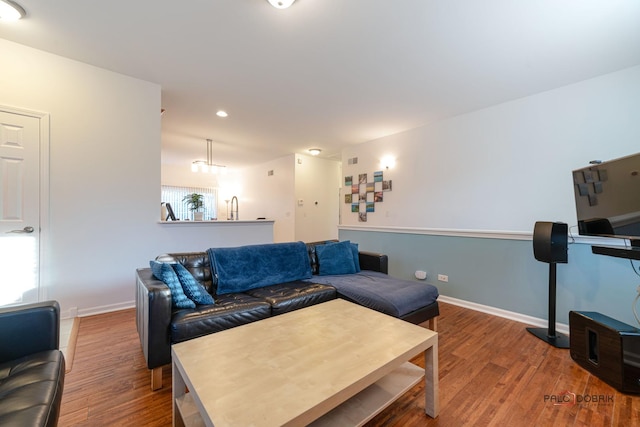 living room with wood-type flooring