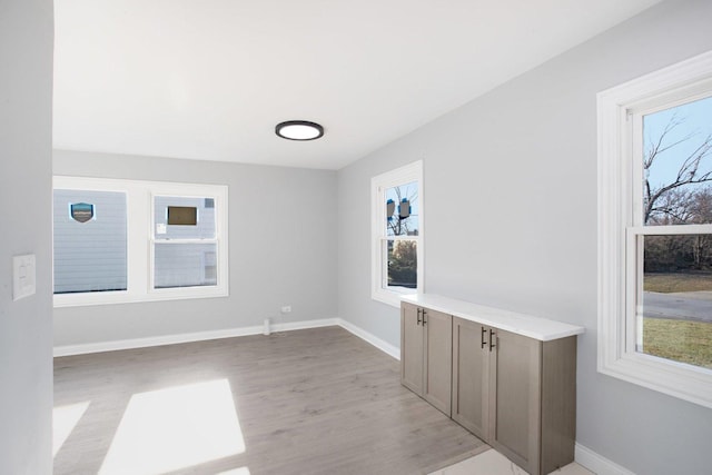 interior space with light hardwood / wood-style flooring