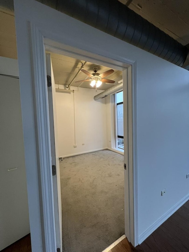 1525 S Sangamon St Unit 317P, Chicago, IL 60608 - hallway with baseboards and carpet flooring