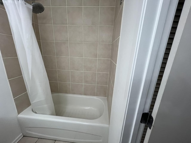 1525 S Sangamon St Unit 317P, Chicago, IL 60608 - full bath featuring shower / bath combo with shower curtain and tile patterned flooring