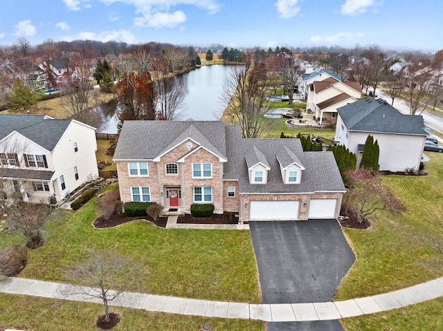 bird's eye view featuring a water view