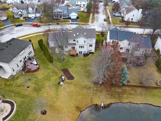 bird's eye view featuring a water view