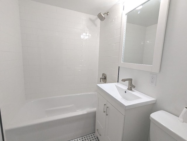 full bathroom featuring vanity, toilet, and tub / shower combination