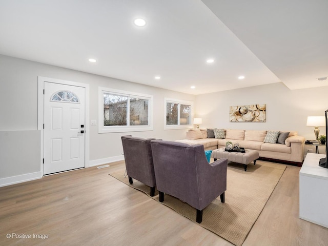 living room featuring light hardwood / wood-style flooring