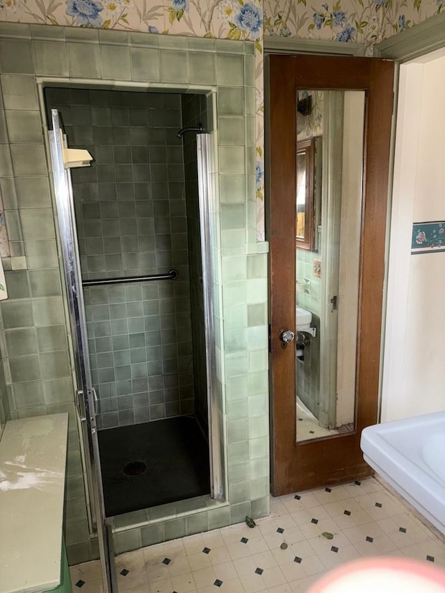 bathroom with an enclosed shower