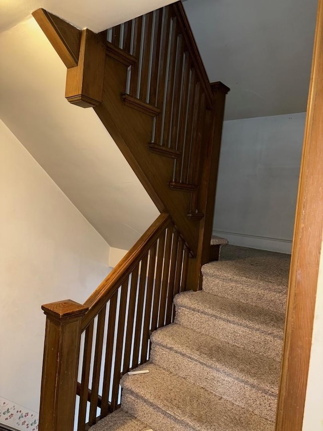 stairway with carpet flooring