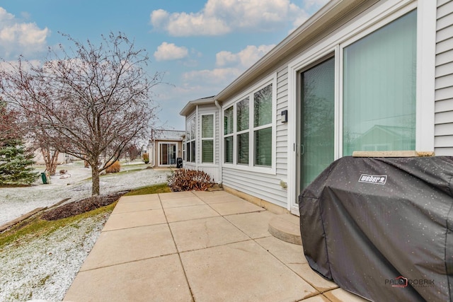 view of patio / terrace featuring a grill