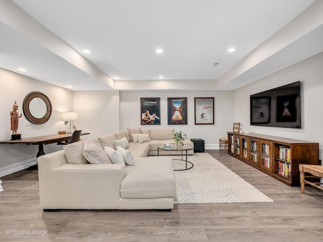 living room featuring light hardwood / wood-style flooring