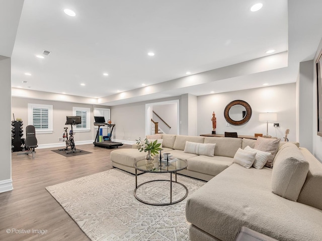 living room featuring light hardwood / wood-style flooring