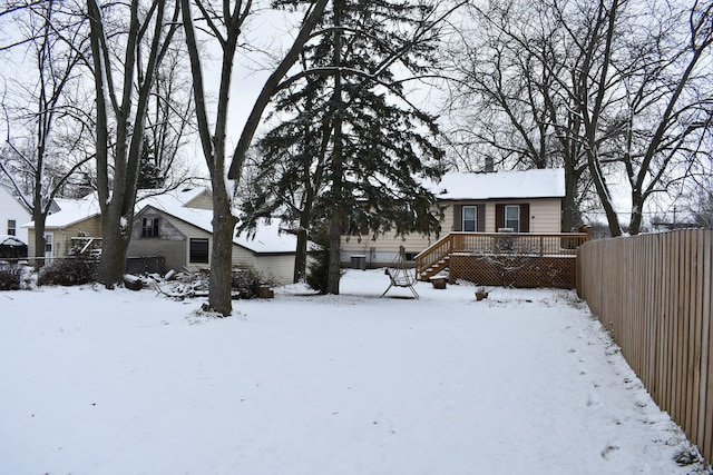 view of yard covered in snow