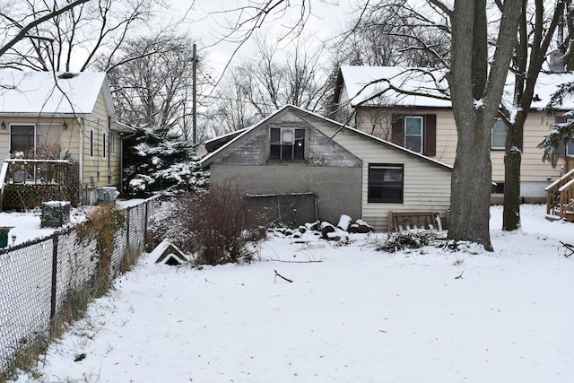 view of snow covered property