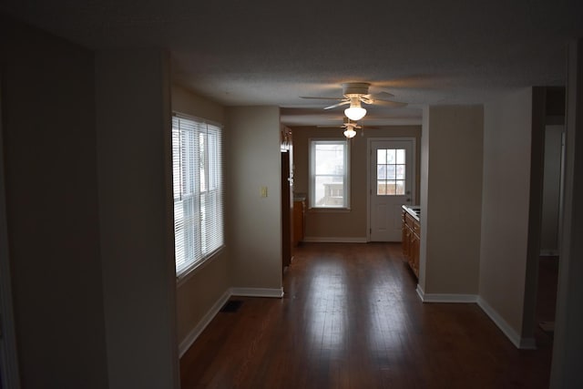 interior space with dark wood-type flooring