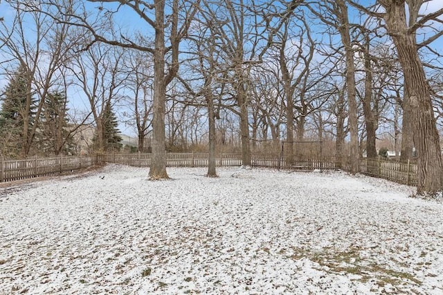 view of yard layered in snow