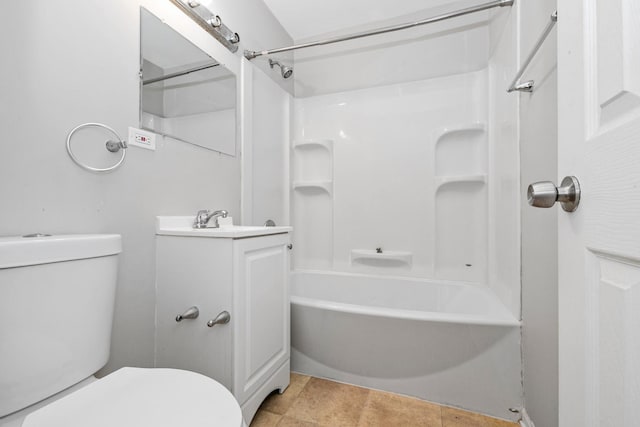 full bathroom featuring tile patterned flooring, vanity, toilet, and tub / shower combination