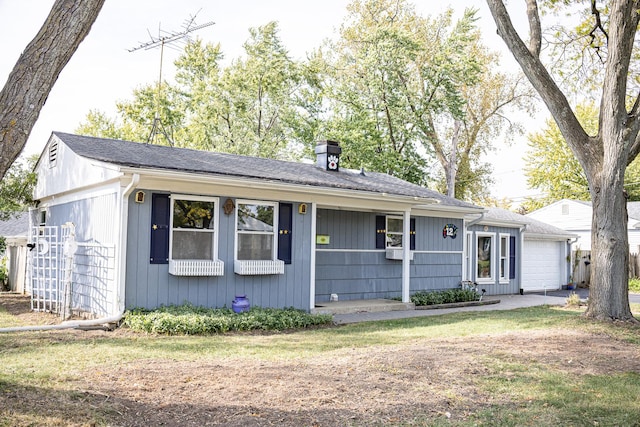 single story home with a garage