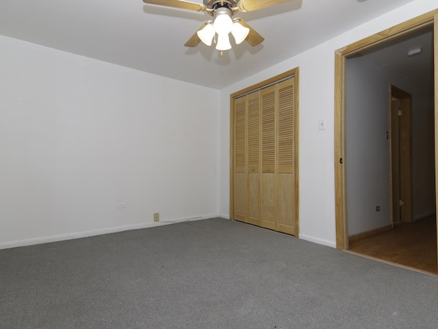 7251 S Ridgeland Ave Unit E, Chicago, IL 60649 - unfurnished bedroom featuring carpet floors, a closet, and a ceiling fan