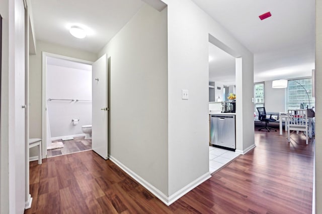 hall featuring wood-type flooring