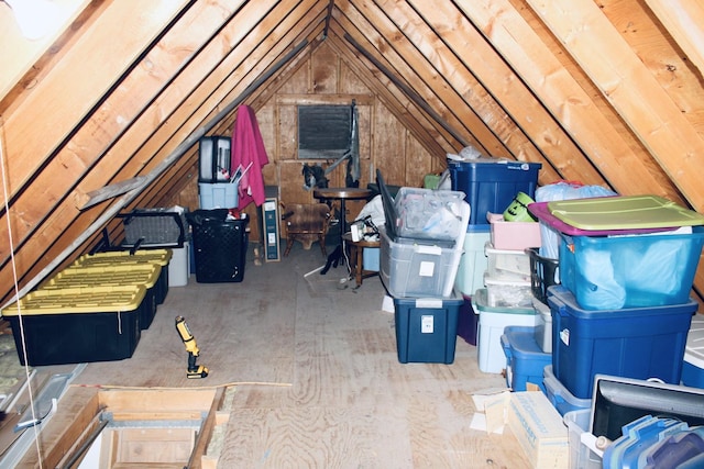 view of unfinished attic