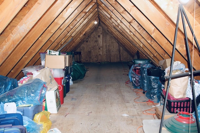 view of unfinished attic