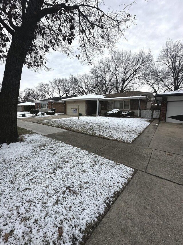 view of snow covered property