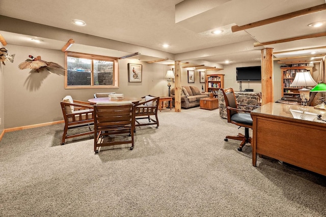 home office with carpet flooring