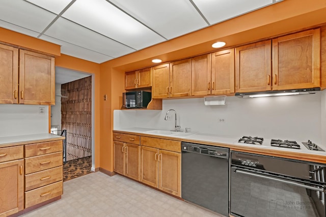 kitchen with sink and black appliances