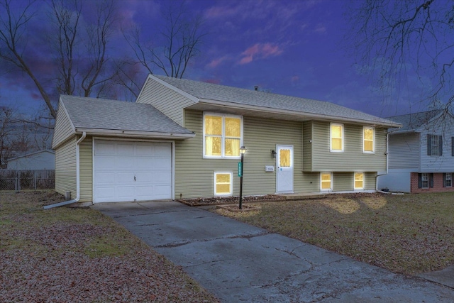 raised ranch with a garage