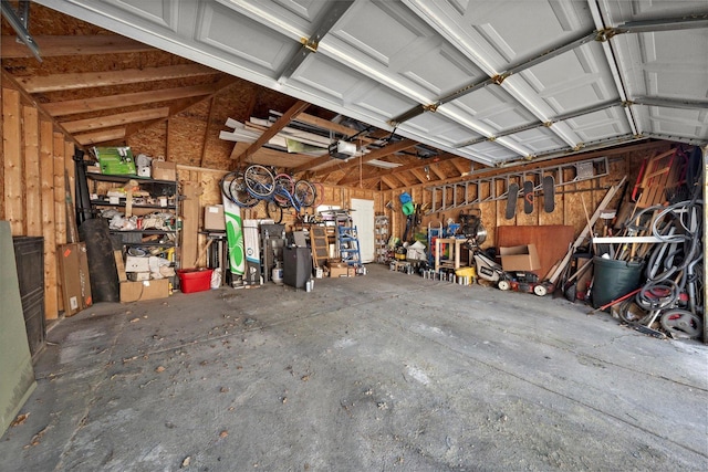 garage with a garage door opener