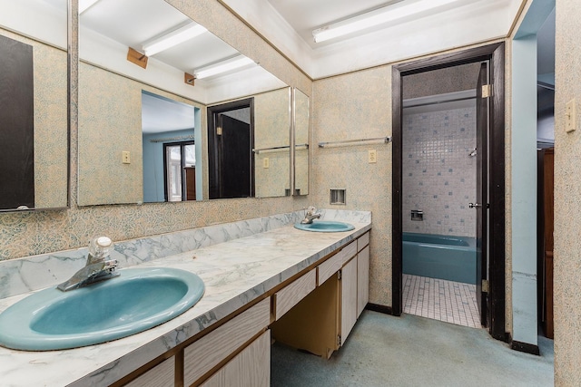 bathroom featuring vanity and a bathing tub