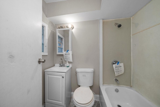 full bathroom with vanity, toilet, and shower / washtub combination