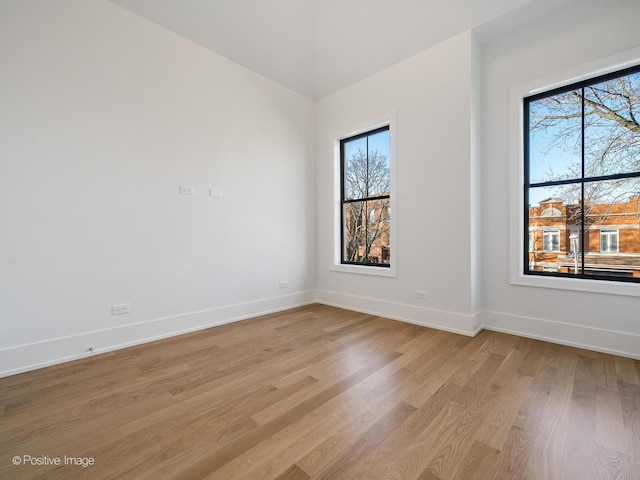 empty room featuring plenty of natural light and light wood-type flooring