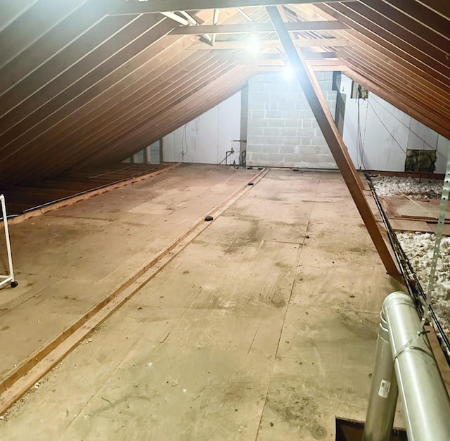 view of unfinished attic