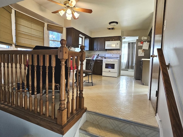 stairway with ceiling fan