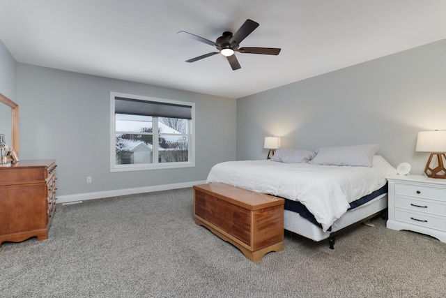 bedroom with carpet floors and ceiling fan