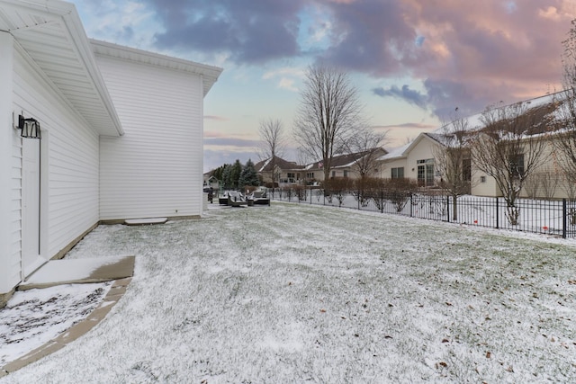 view of yard covered in snow