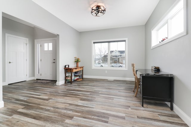 foyer with light hardwood / wood-style floors