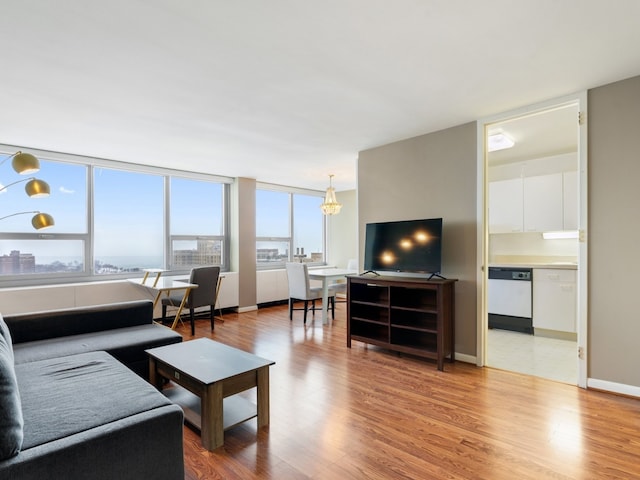 living room featuring light hardwood / wood-style floors