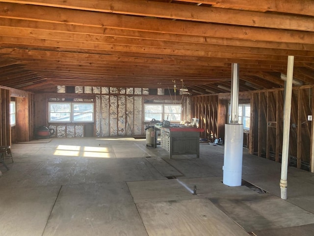 misc room featuring lofted ceiling and a wealth of natural light