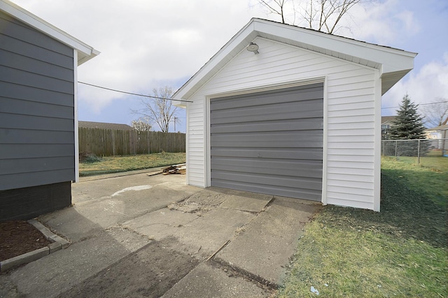 garage with a yard