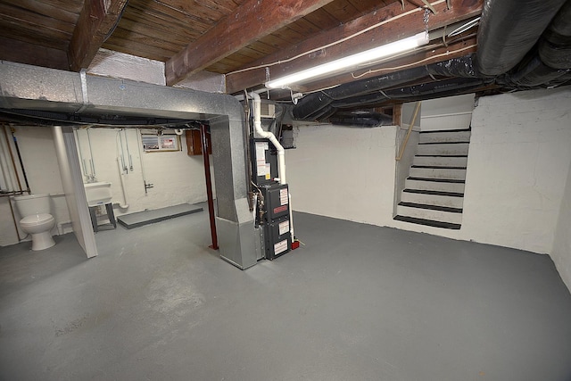 basement with heating unit