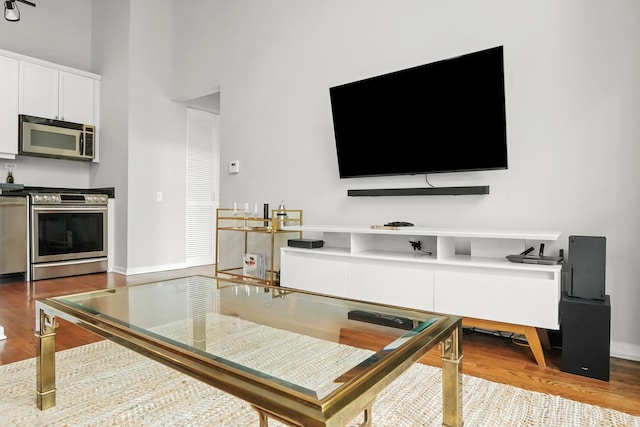 living room with light hardwood / wood-style floors