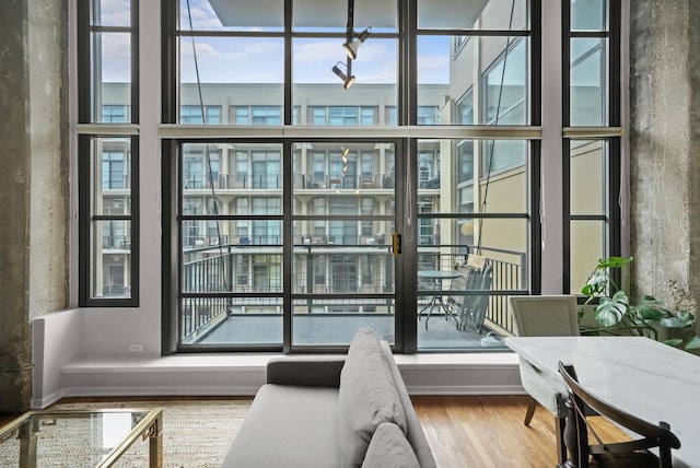 doorway to outside featuring hardwood / wood-style floors