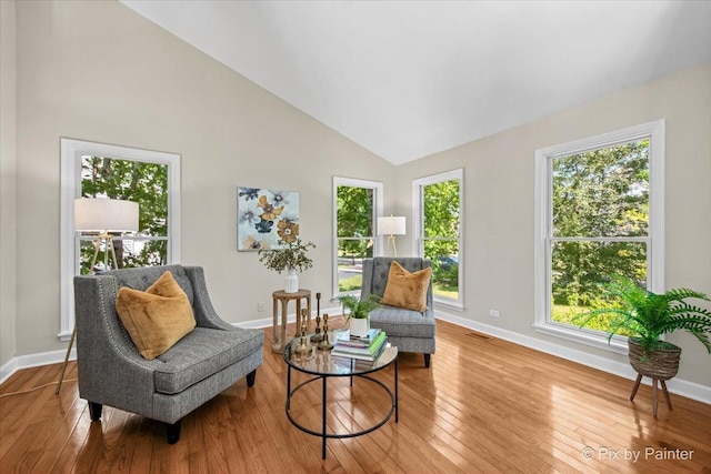 1154 Dovercliff Way, Crystal Lake, IL 60014 - living area with hardwood / wood-style floors, healthy amount of natural light, and high vaulted ceiling