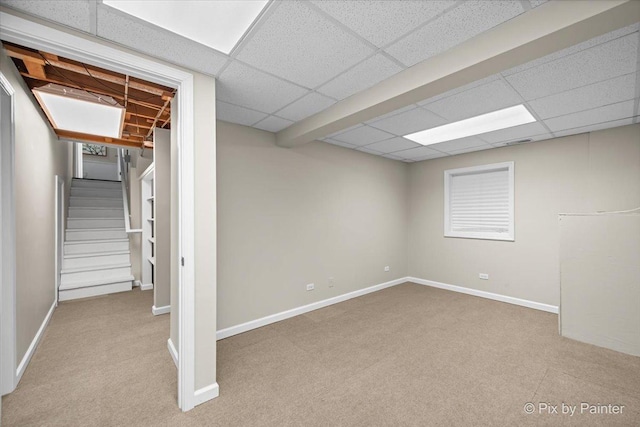 1154 Dovercliff Way, Crystal Lake, IL 60014 - finished basement featuring carpet floors, a drop ceiling, and stairway
