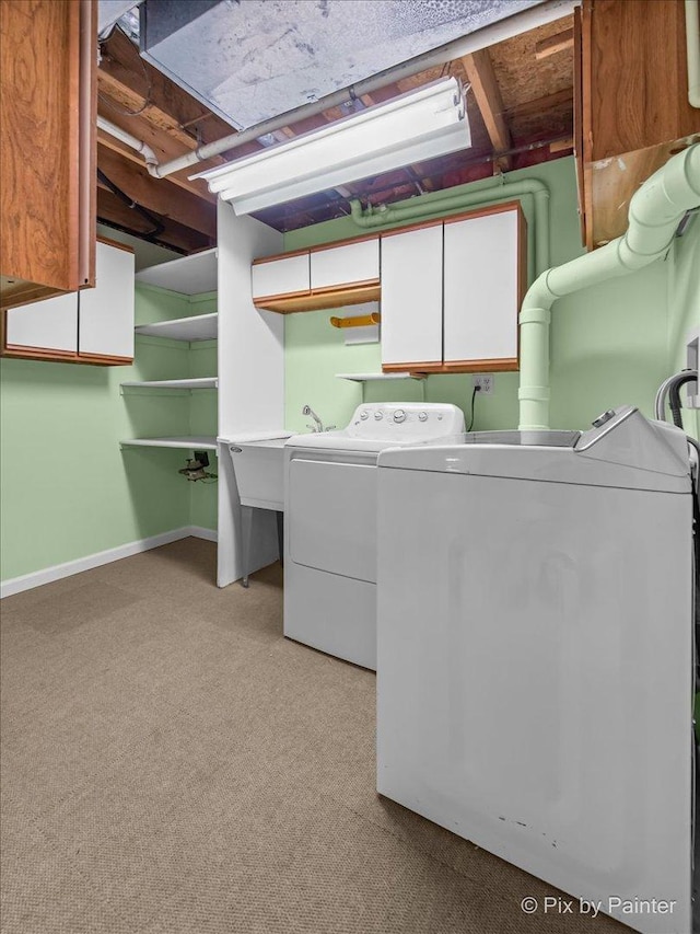 1154 Dovercliff Way, Crystal Lake, IL 60014 - laundry room with washer and dryer, cabinet space, and light colored carpet