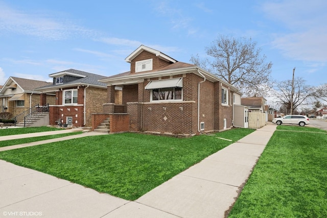 bungalow with a front lawn