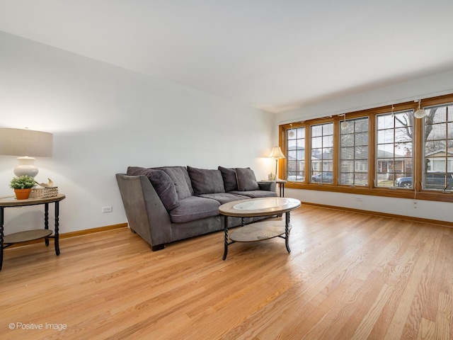 living room with light hardwood / wood-style floors